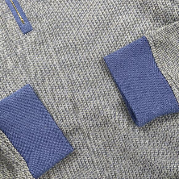 Robert Graham 1/4 Zip Sweater Pullover Blue Classic Fit Mens Chevron Print Large - Picture 6 of 11